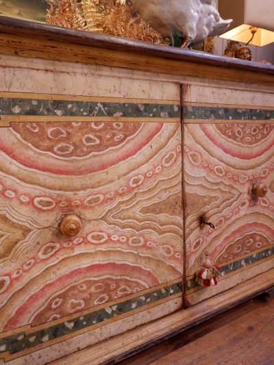 LARGE ITALIAN SIDEBOARD WITH FAUX-MARBLE DECOR FROM THE 18TH CENTURY