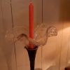 Bougeoir fleur en bronze et verre moulé ca.1980 – Image 2