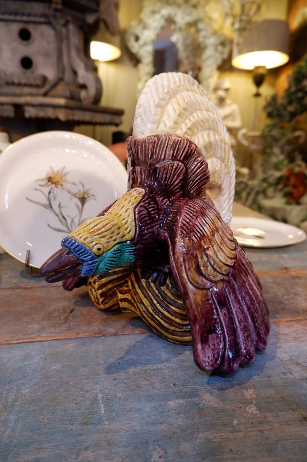 Glazed ceramic bird of paradise, signed Gunnar Nylund for RORSTRAND ca.1960