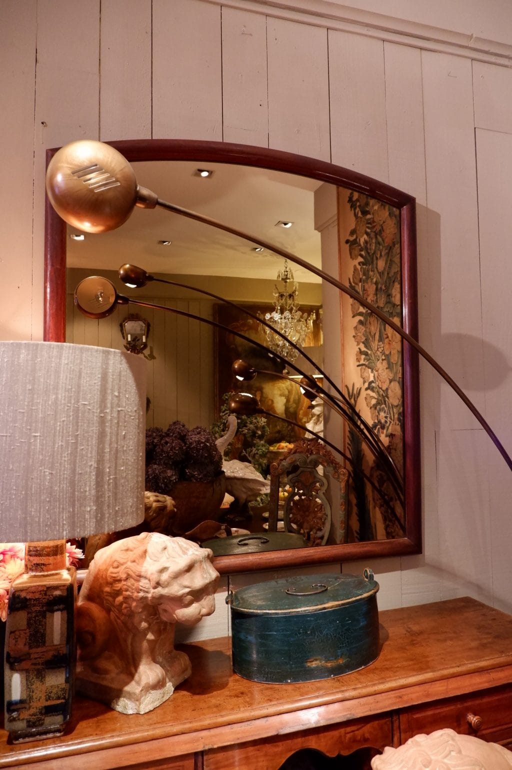 Large smoke-stained wooden mirror ca.1900 - Image 4