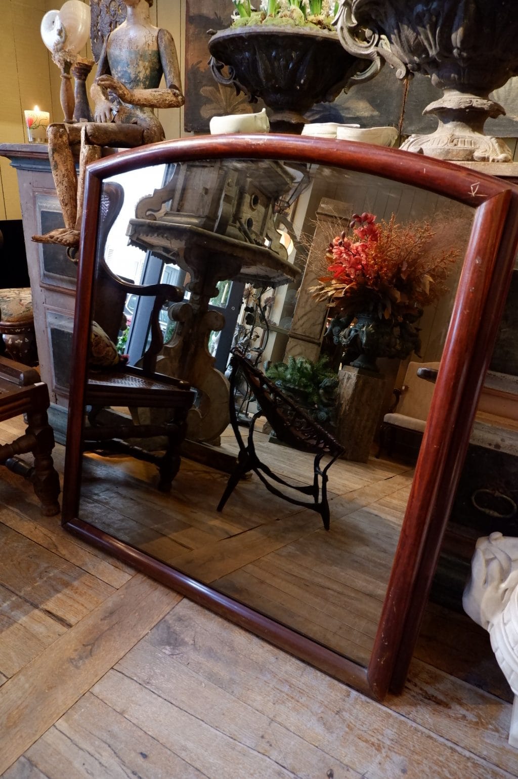 Large smoke-stained wooden mirror ca.1900 - Image 3