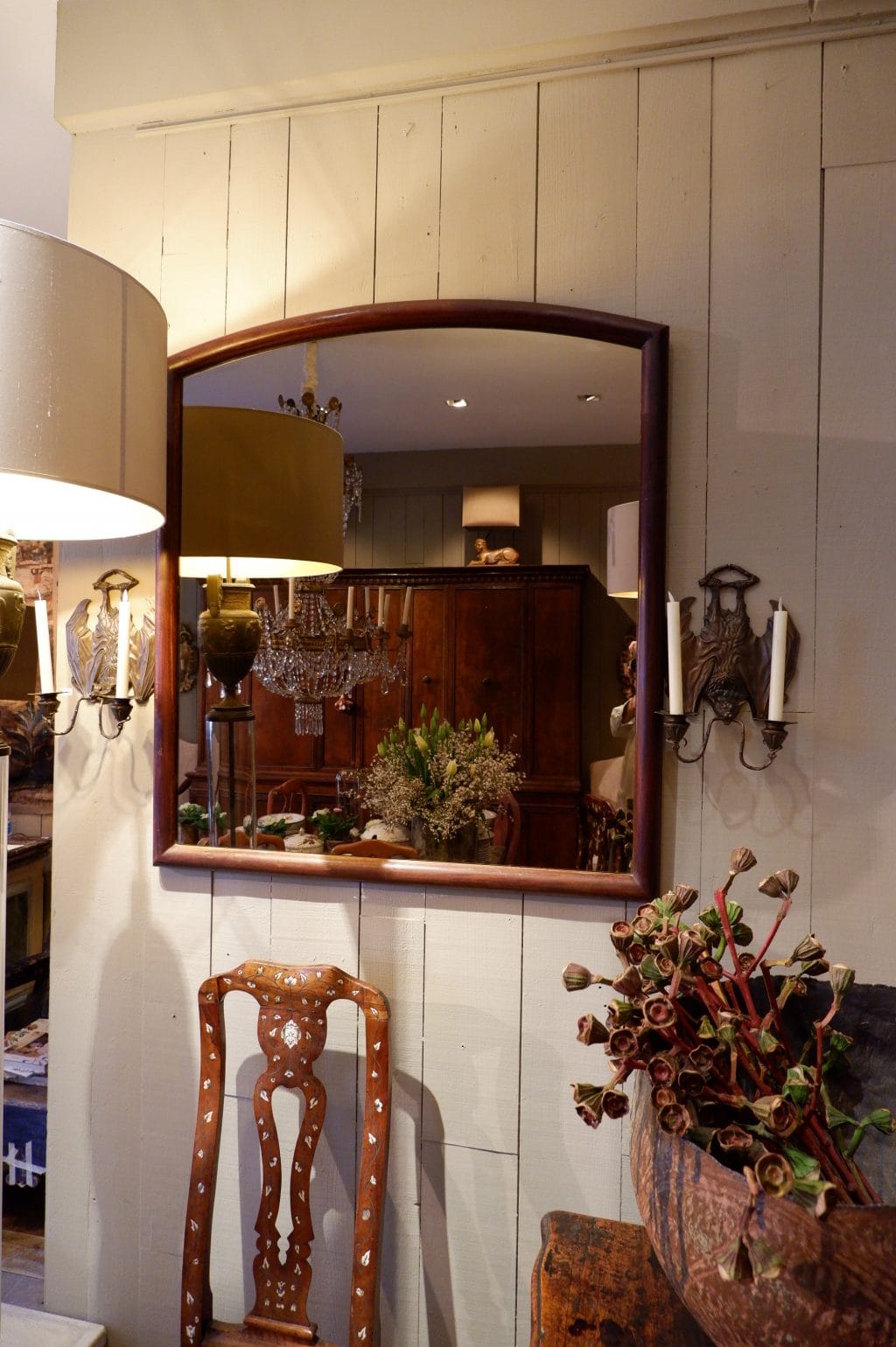Large smoke-stained wooden mirror ca.1900 - Image 2