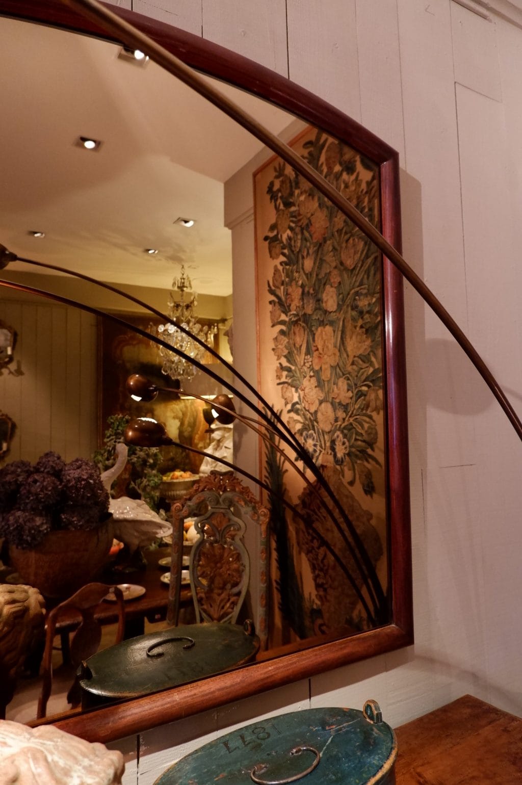 Large smoke-stained wooden mirror ca.1900 - Image 5