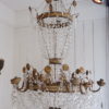 Grand lustre Italien Néo-classique couronnes en métal doré & cristal taillé - Début XIXe