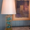 Lampe cage en laiton doré & verre par RG RIDA