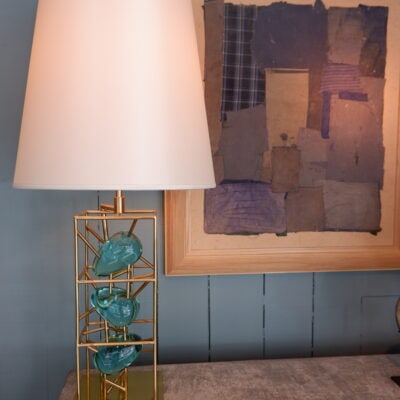 Cage lamp in gilded brass & glass by RG RIDA