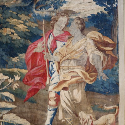 Paire de tapisseries d’Aubusson époque XVIIIe figurant 2 scènes romantiques