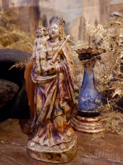 Glazed terracotta statue of the Virgin and Child - Normandy 18th century