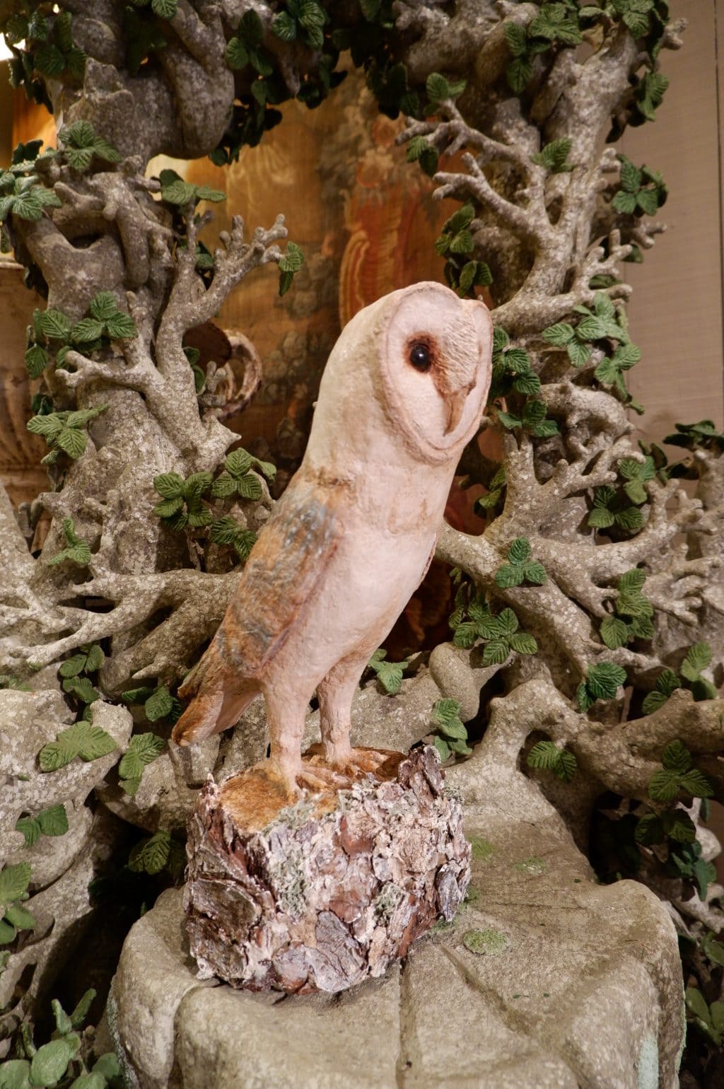 Chouette en papier maché peint - pièce unique