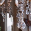Grand lustre Italien à 12 bras en perles de cristal et centre en verre de murano, volutes de perles ca.1850 – Image 4