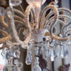 Grand lustre Italien à 12 bras en perles de cristal et centre en verre de murano, volutes de perles ca.1850 – Image 2