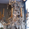 Grand lustre Italien à 12 bras en perles de cristal et centre en verre de murano, volutes de perles ca.1850