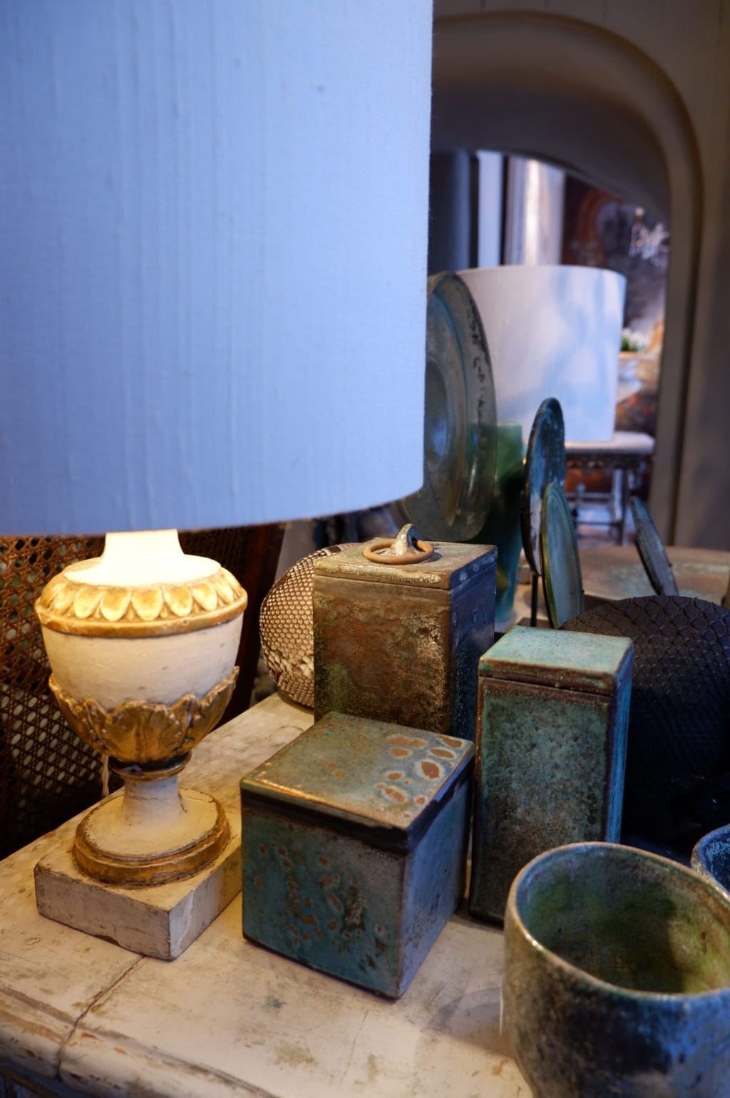 Ensemble de 3 boites en céramique émaillée "Raku vert de gris"  par D.Leonette – Image 5