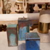 Ensemble de 3 boites en céramique émaillée "Raku vert de gris"  par D.Leonette – Image 4