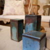Ensemble de 3 boites en céramique émaillée "Raku vert de gris"  par D.Leonette