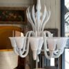 Grand lustre murano en verre soufflé blanc ca.1970 – Image 4