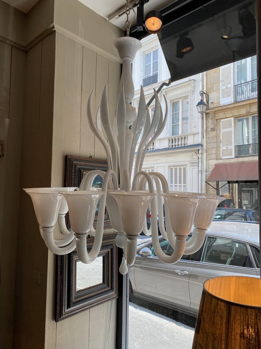 Grand lustre murano en verre soufflé blanc ca.1970 – Image 6