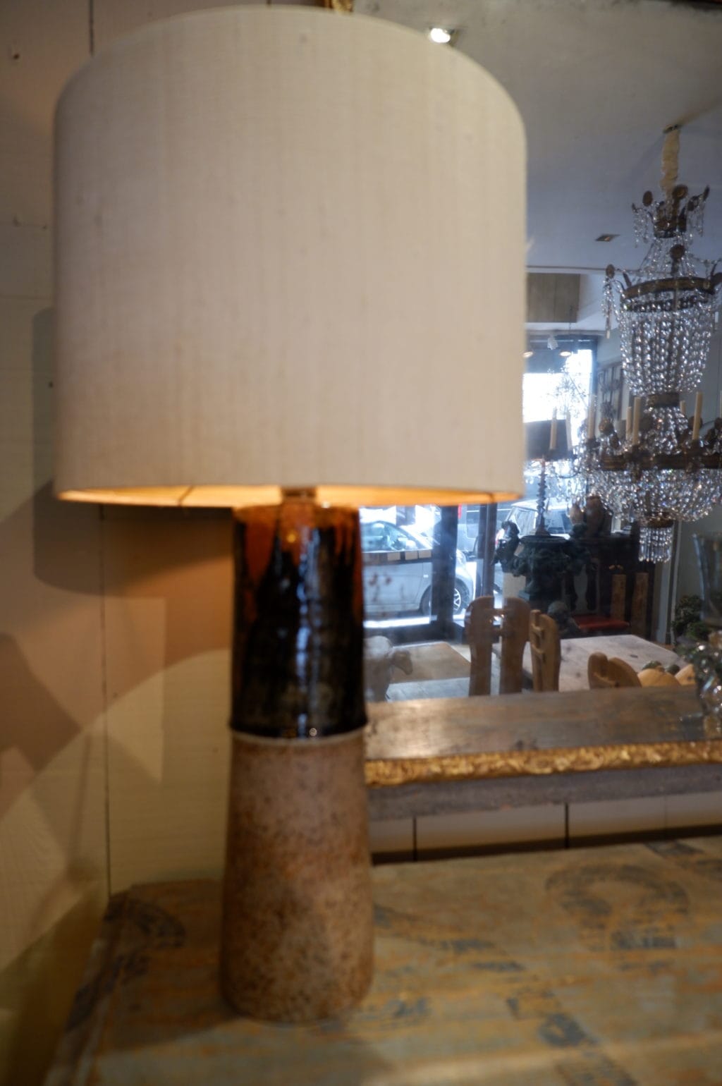 Danish enamelled stoneware lamp - by O.Alberius ca.1960 - Image 4