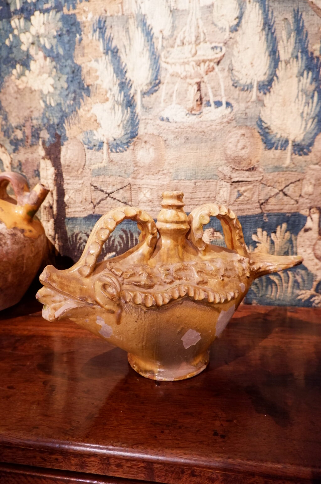 Cruche ou gourde en terre cuite vernissée jaune - Provence XIXe – Image 2
