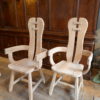 Paire de fauteuils haut dossier en chêne clair naturel ca.1960 – Image 2