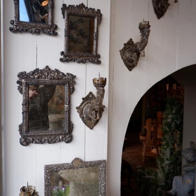 Set of 4 sconces in carved wood decorated with silver leaf - Italy end of 18th century