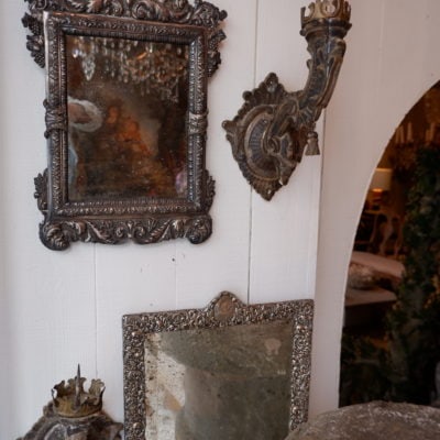 Set of 4 sconces in carved wood decorated with silver leaf - Italy end of 18th century