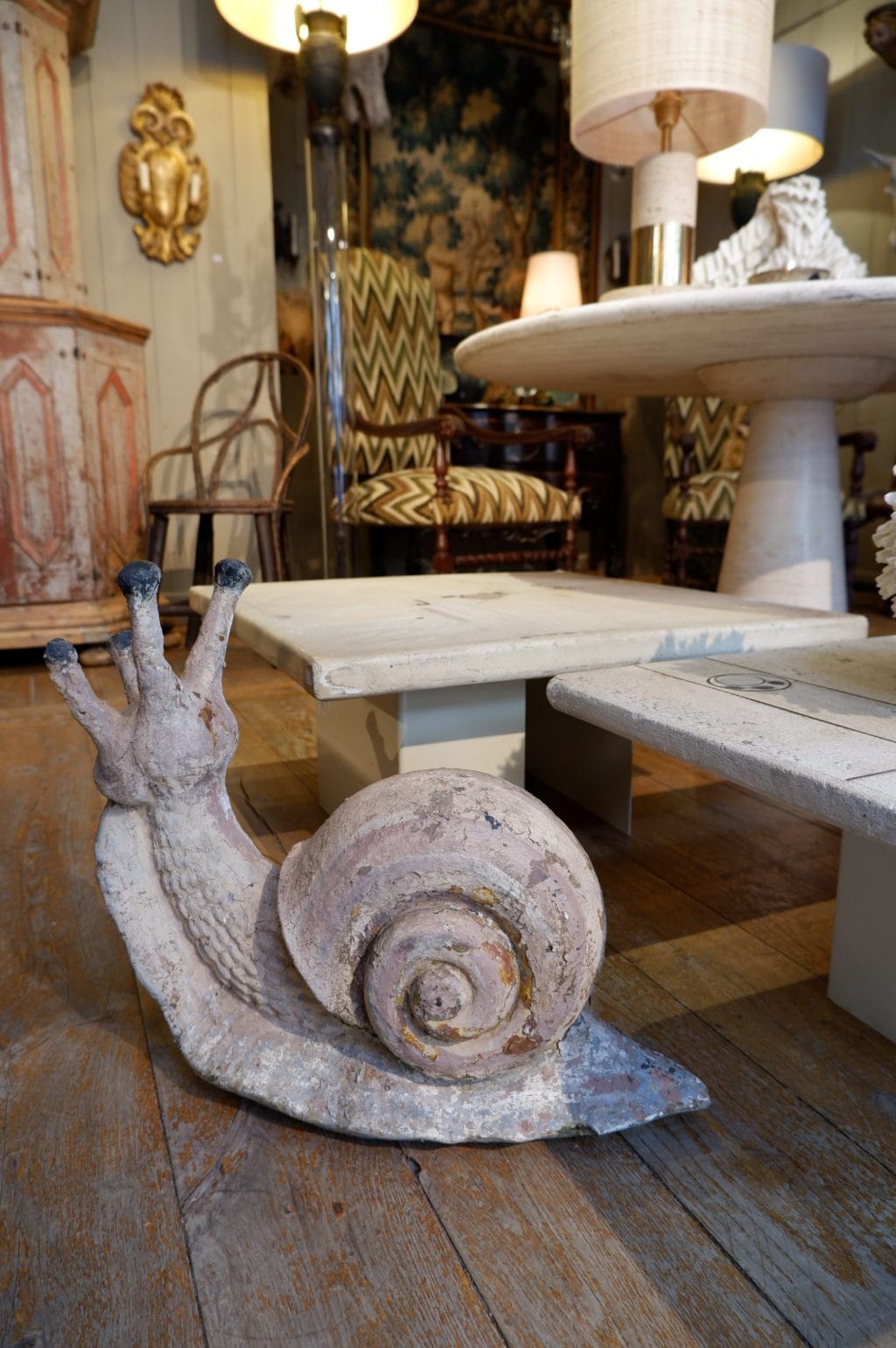 Escargot -décor de jardin en ciment ca.1950 – Image 3