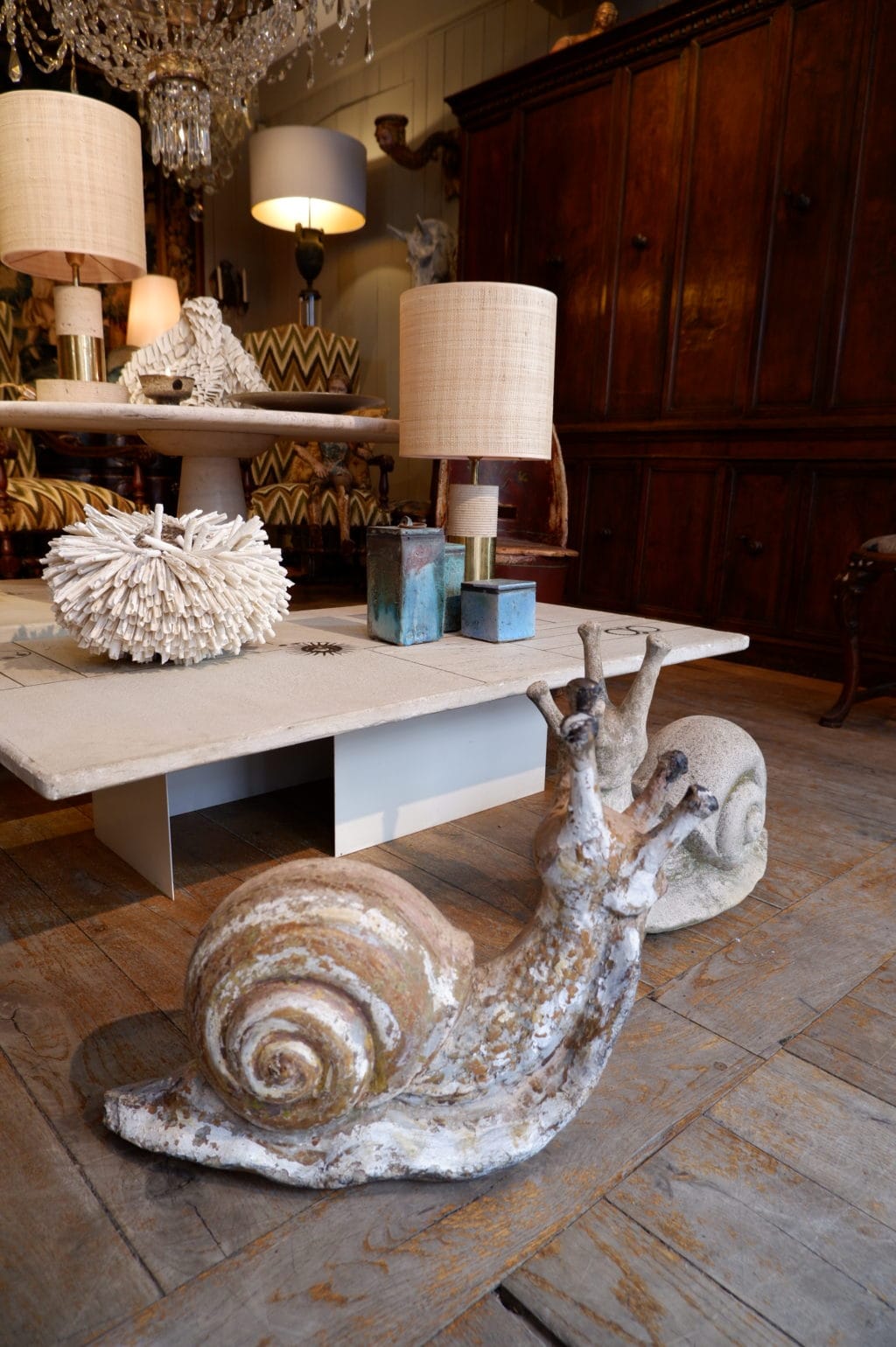 Escargot -décor de jardin en ciment ca.1950 – Image 5