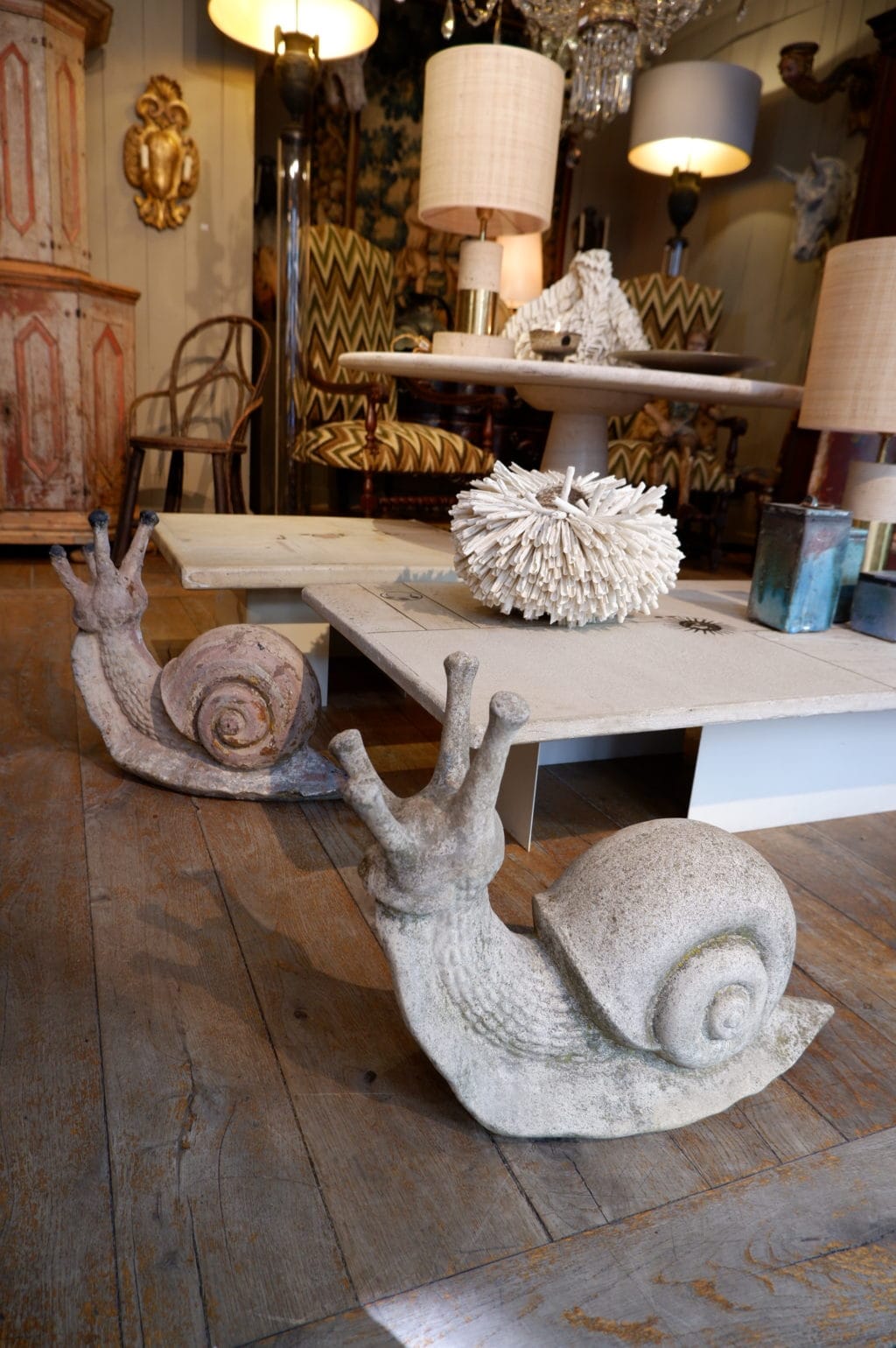 Escargot -décor de jardin en ciment ca.1950 – Image 6