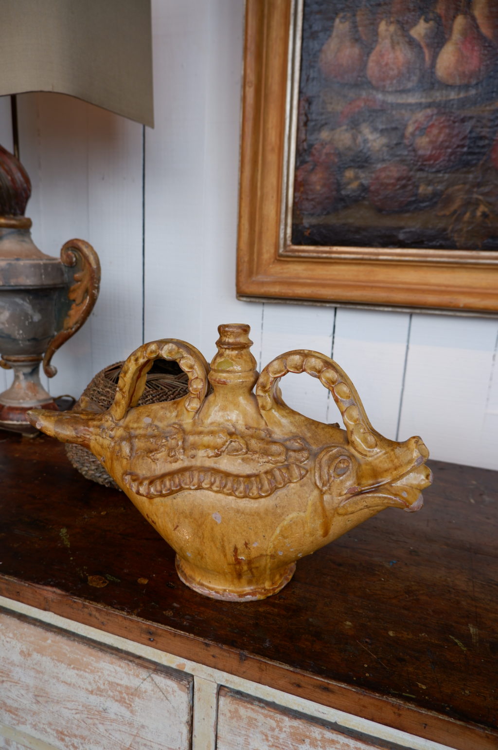 Cruche ou gourde en terre cuite vernissée jaune - Provence XIXe – Image 8