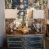 Grande commode 3 tiroirs patine verte et plateau peint décor faux-marbre rouge - France époque XVIIIe – Image 5