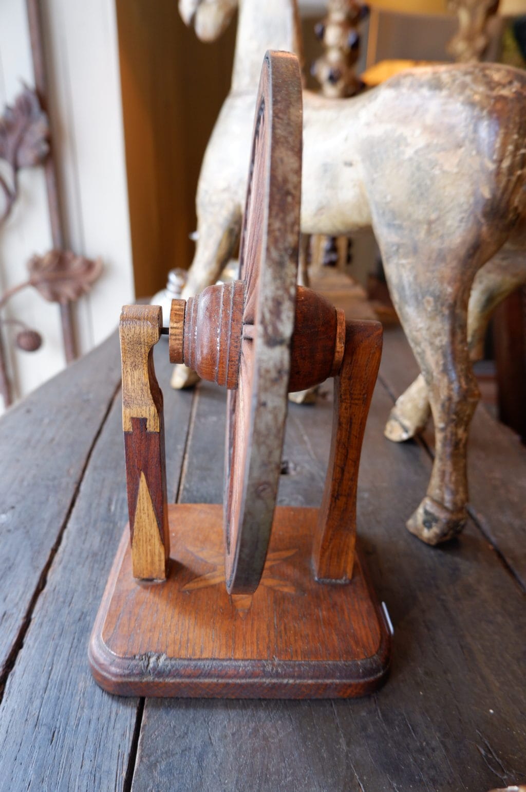 Piece de maitrise de compagnon "roue de carrosse en bois" et métal ca.1880 – Image 6
