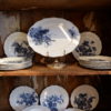 Service en faïence décor bleu de fruits d'été- modèle Pomona par BWM - fin XIXe