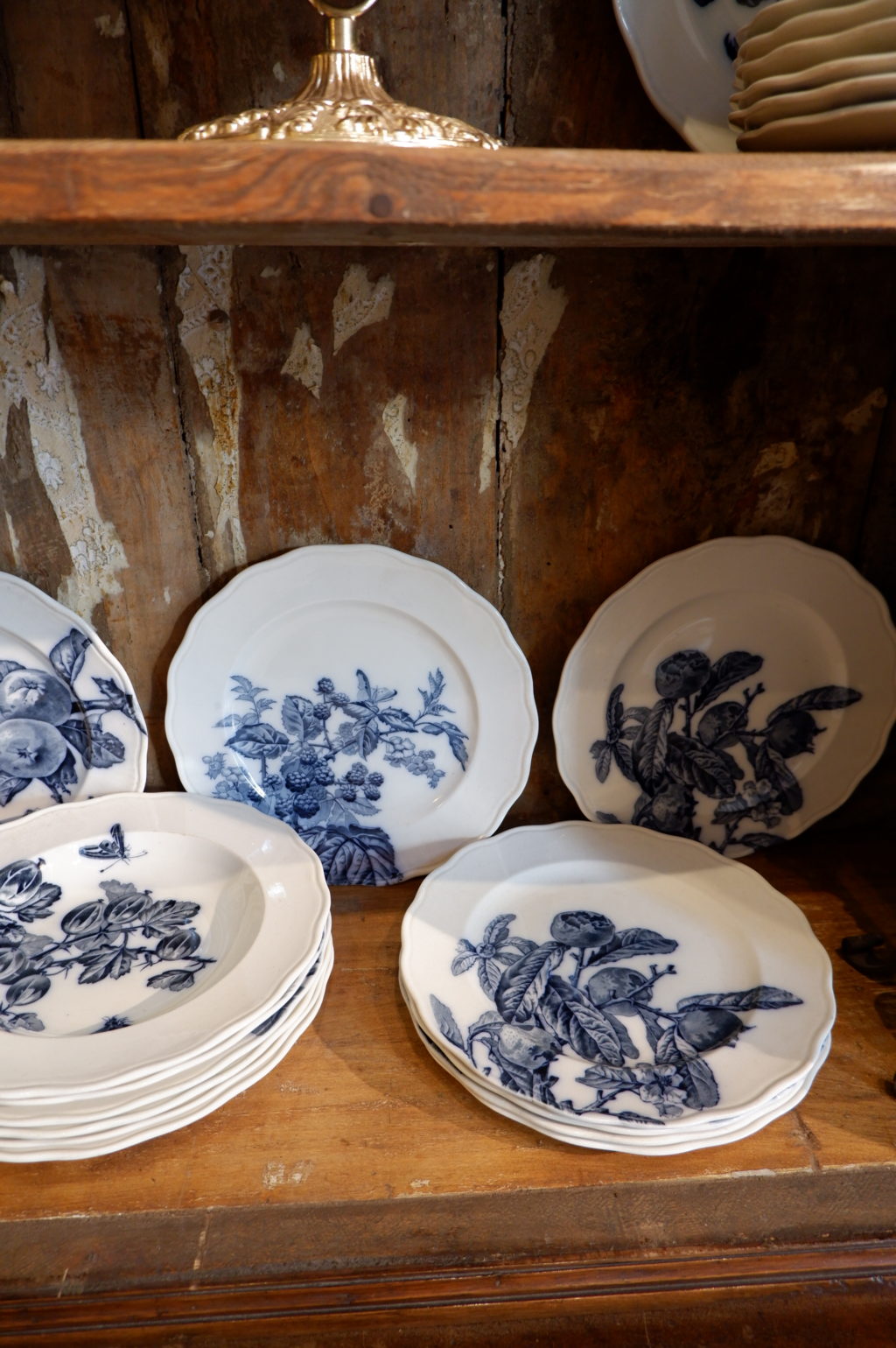 Earthenware service with blue decoration of summer fruits - Pomona model by BWM - late 19th century - Image 2