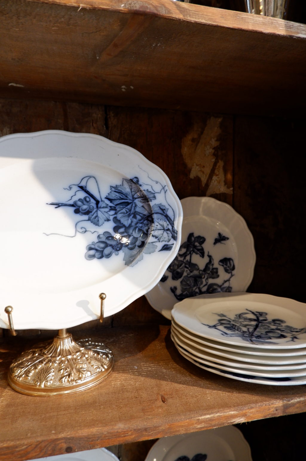 Earthenware service with blue decoration of summer fruits - Pomona model by BWM - late 19th century - Image 5