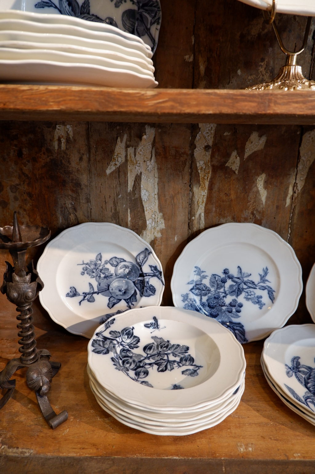 Earthenware service with blue decoration of summer fruits - Pomona model by BWM - late 19th century - Image 6