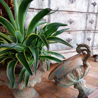 Pair of small green cast iron vases 19th century