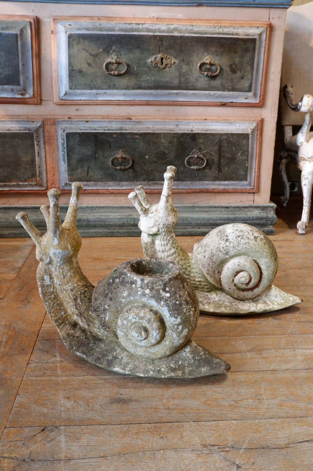 Painted cement snail - garden decoration ca.1900