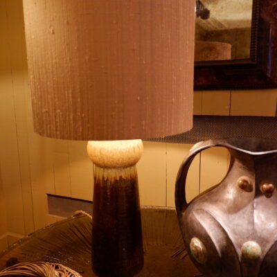 A LAMP IN GRES OF SOHOLM EGGPLANT MAROON CELADON BEIGE CA.1960