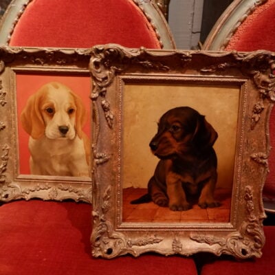 PAIR OF DOG PORTRAITS OIL ON PANEL BY G.LORINCZ AUSTRIA LATE 19TH CENTURY