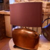 GRANDE LAMPE EN CERAMIQUE CUIVREE EXTRA-PLATE CA1960