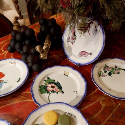 FLOWER AND ANIMAL DESSERT SET BY Félix Bracquemond FOR CREIL AND MONTEREAU IN THE LATE 19th CENTURY