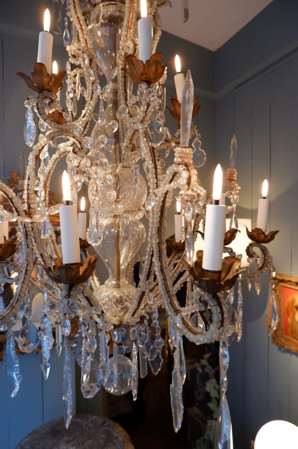 Grand lustre en cristal et perles de verre - Italie ca.1880 – Image 12