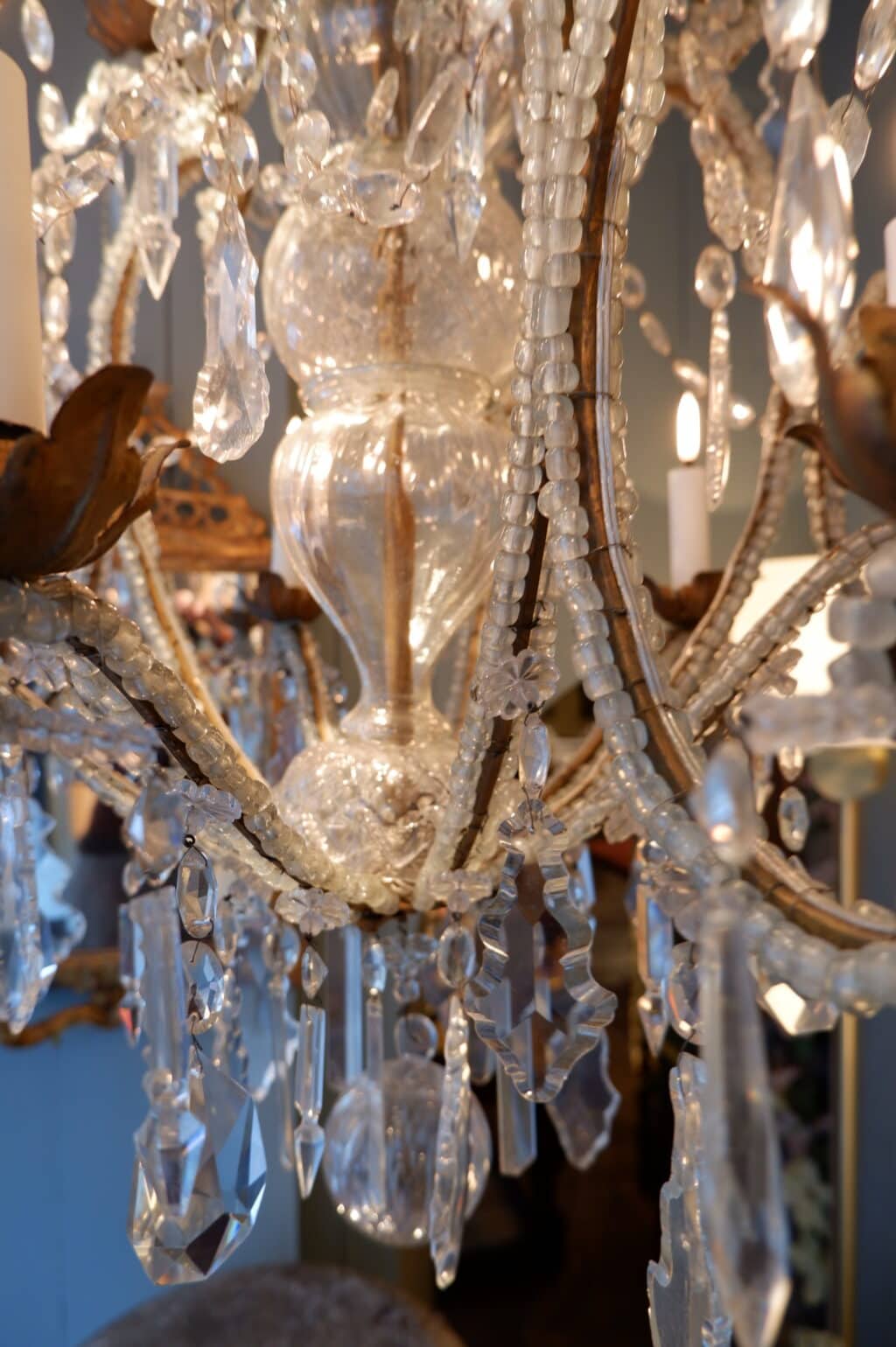 Grand lustre en cristal et perles de verre - Italie ca.1880 – Image 2