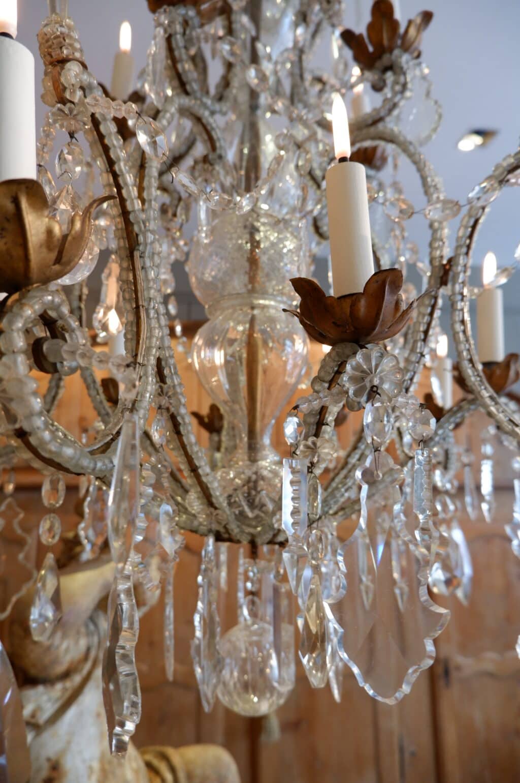 Grand lustre en cristal et perles de verre - Italie ca.1880 – Image 6