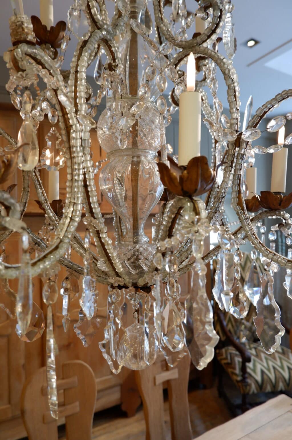 Grand lustre en cristal et perles de verre - Italie ca.1880 – Image 8