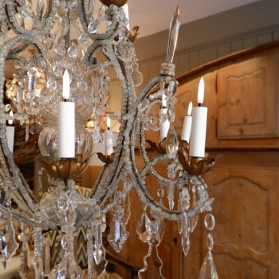 Large crystal chandelier and glass beads - Italy ca.1880