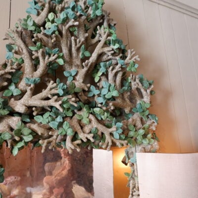 Pair of green leaf mirrors by the artist Edouard Chevalier