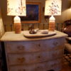 Commode 3 tiroirs en bois peint bleu pâle fin XIXe