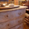 Commode 3 tiroirs en bois peint bleu pâle fin XIXe – Image 2